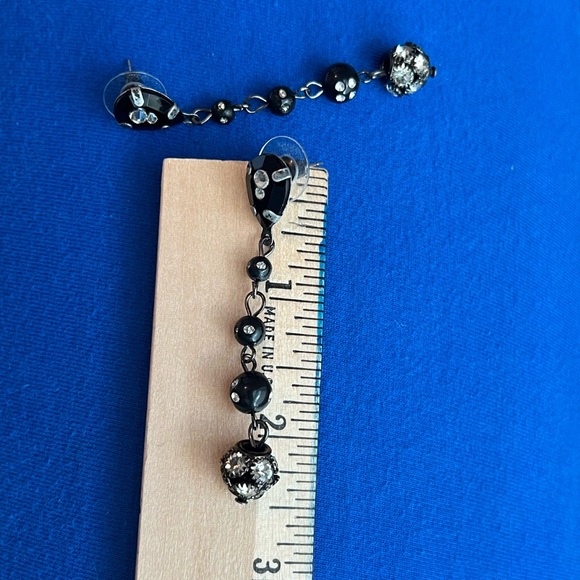 Black Soirée Dangle Drop Fashion Earrings - Picture 6 of 12